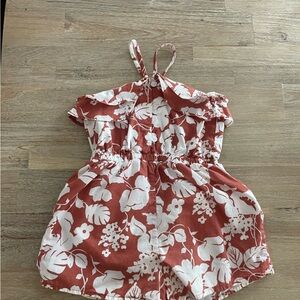 Janie and Jack Floral Romper in Rust and White